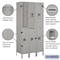 Salsbury Industries Wardrobe Locker, 36" W, 15" D, 78" H, (3) Wide, (6) Openings, Gray 62365GY-U - alternate 3